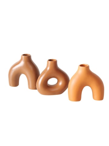 Boltze Vasenset METTY, handgefertigt, 3er-Set in Braun, (B) 3,5 x (H) 10 x (L) 10 cm