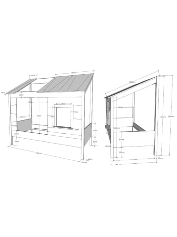 58 aufm Kessel BAUMHAUSBETT Katleen 214x159x105 aus Massivholz+MDF in Weiß