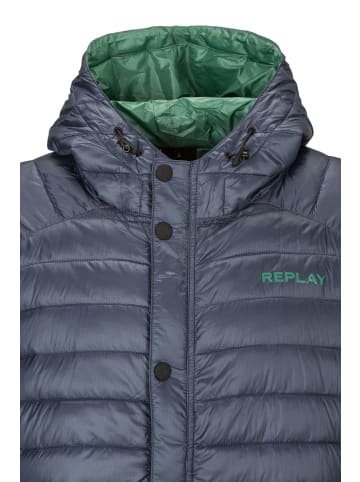 Replay Steppjacke Recycled Micro Ripstop Nylon in blau