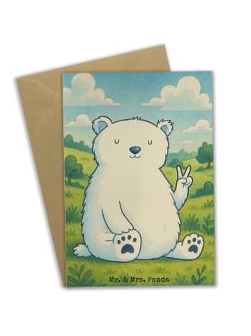 Mr. & Mrs. Panda Grußkarte Eisbär Faul Design ohne Spruch in Weiß