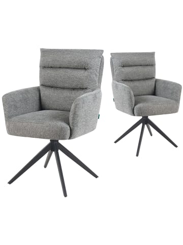 DUBI Möbel 2er-Set: Drehstuhl Mika-Alva in Grau - (B)59 x (H)94 x  (T)66 cm