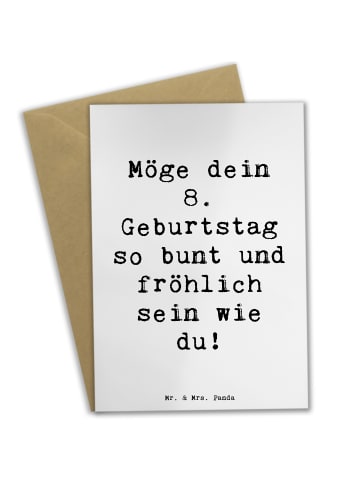 Mr. & Mrs. Panda Babykarte Spruch 8. Geburtstag Freude mit Spruch in Weiß