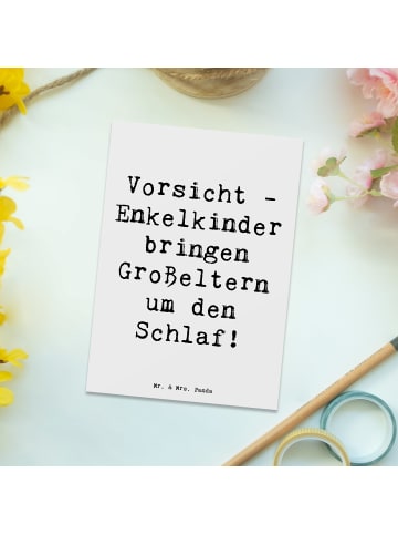 Mr. & Mrs. Panda Postkarte Enkelkinder mit Spruch in Weiß