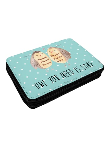 Mr. & Mrs. Panda Schreibmappe Eulen Liebe mit Spruch in Türkis Pastell