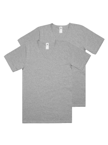 Haasis Bodywear 2er-Set: Shirt V-Ausschnitt in graumeliert
