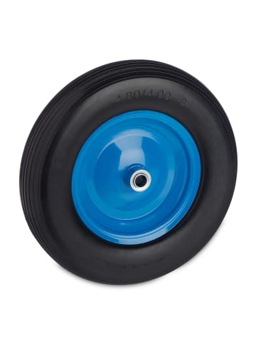 relaxdays Schubkarrenrad PU in Schwarz/ Blau - 4.80 / 4.00-8
