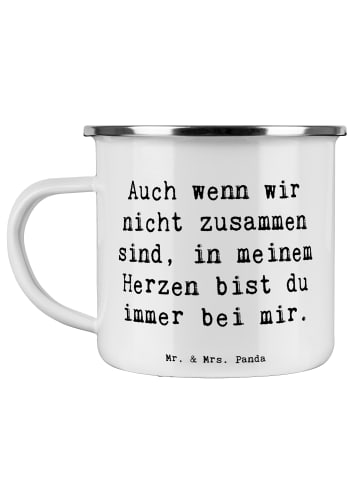 Mr. & Mrs. Panda Emaille Tasse Spruch Trennung von den Eltern mi... in Weiß