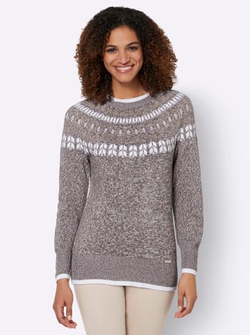 WITT WEIDEN Norwegerpullover in dunkeltaupe-beige-meliert