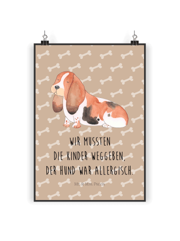 Mr. & Mrs. Panda Poster Hund Basset Hound mit Spruch in Hundeglück