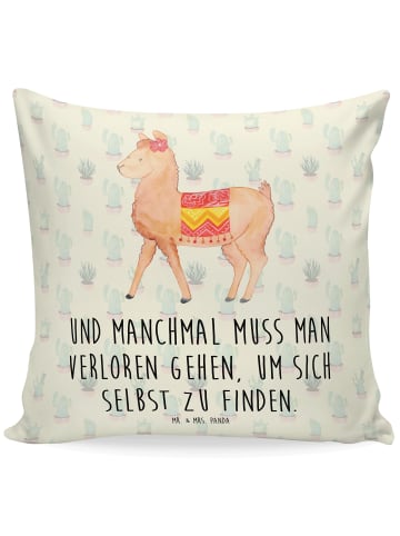 Mr. & Mrs. Panda 40 x 40 Kissen Alpaka Stolz mit Spruch in Kaktus Grün