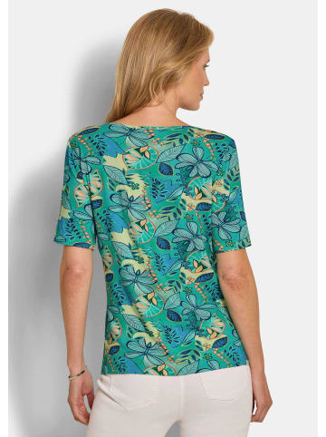 GOLDNER Cityshirt mit floralem Print in salbei / blau / gemustert