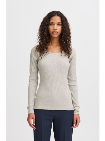 ICHI Langarmshirt IHPALMER RIB LS 20120344 moderner Longsleeve in Grau