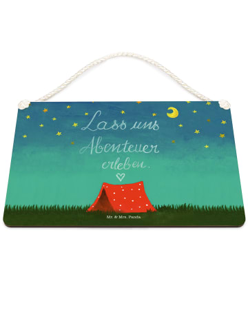 Mr. & Mrs. Panda Schild Abenteuer mit Spruch in Bunt