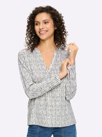 Heine Jersey-Bluse in ecru-hellgrau-bedruckt