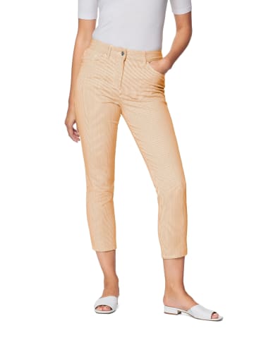 MADELEINE Fein gestreifte Jeans in weiß / aprikose