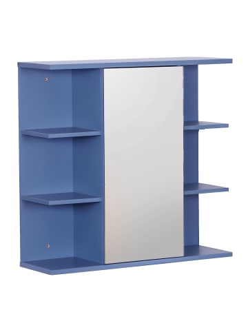 relaxdays Spiegelschrank in Blaugrau - (B)62 x (H)64 x (T)21 cm