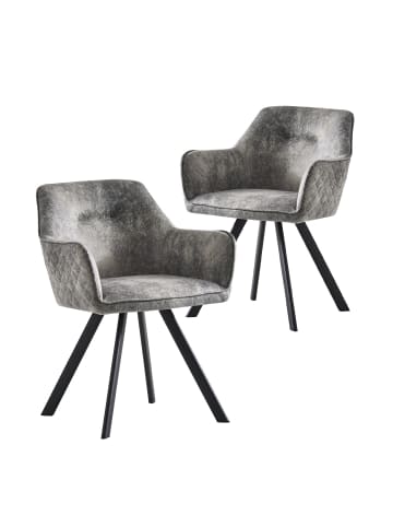 B&D Home 2er-Set: Esszimmerstuhl CYRUS in Grau - (B)56 x (H)80 x (T)60 cm