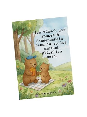 Mr. & Mrs. Panda Postkarte Bär Kind Pommes Design mit Spruch in Weiß