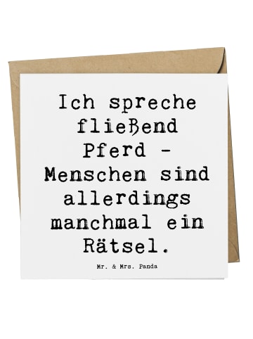 Mr. & Mrs. Panda Glückwunschkarte Spruch Reiten und Rätsel mit S... in Weiß