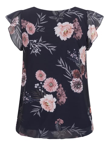 Cloud5ive Cloud5ive Damen Cloud5ive Damen Chiffon Top 2-lagig Blumen Muster in navyblue