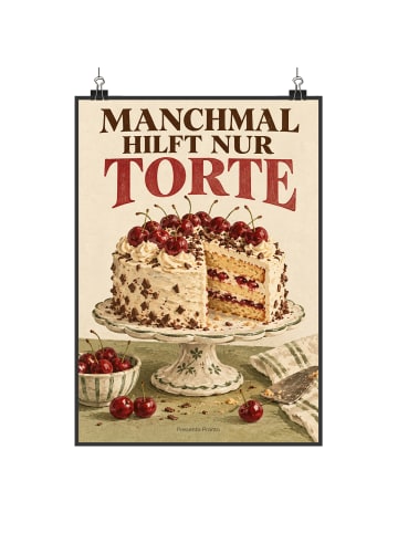 Print Torte retro Design mit Spruch in Weiß