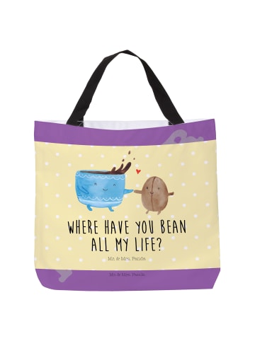Mr. & Mrs. Panda Einkaufstasche Kaffee Bohne mit Spruch in Gelb Pastell