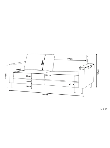Beliani 3-Sitzer Sofa SAVALEN in Grün/Schwarz - (W) 204 x (H) 87 x (L) 91 cm