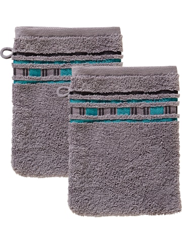 Erwin Müller Frottier Waschhandschuh 2er-Pack Achern in grau/türkis