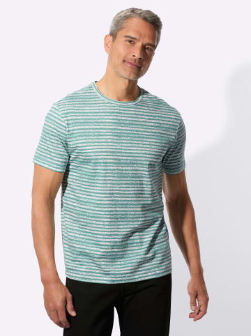 Sieh an! Kurzarm-Shirt in jade-ecru-bedruckt
