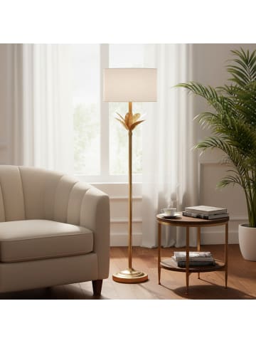relaxdays Stehlampe in Weiß/ Gold - (H)152,5 x Ø33 cm