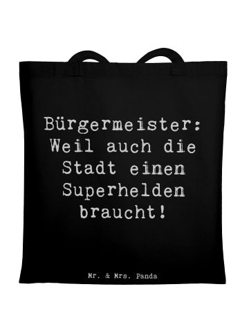 Mr. & Mrs. Panda Schultertasche Spruch Bürgermeister Superheld m... in Schwarz