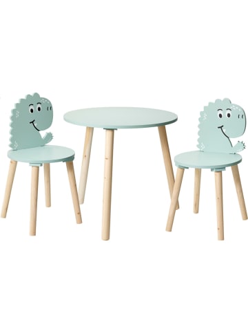 Home&Styling Collection Kindertisch aus Holz mit 2 Stühlen, Dinosauriermotiv, H in Mehrfarben, 50 cm