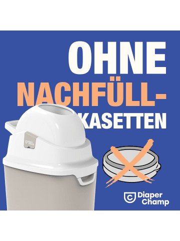 Diaper Champ Windeleimer ONE -ohne Nachfüllkassetten, für normale Mülltüten, ca 30 Windeln