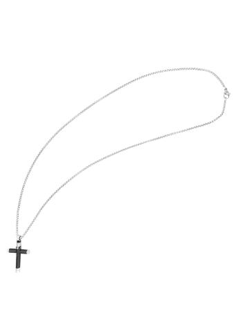 Adeliás Unisex Halskette – Erbskette Kreuz aus Edelstahl 60 cm in silber