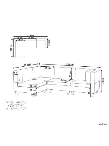 Beliani 4-tlg Modulsofa UNSTAD in Braun/Schwarz