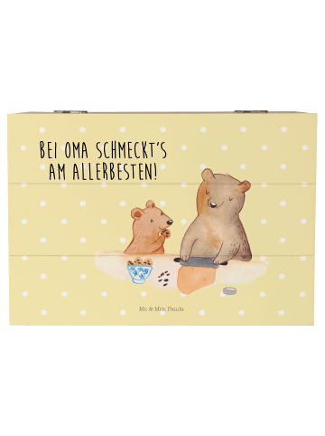 Mr. & Mrs. Panda Truhe Oma Backen mit Spruch in Gelb Pastell