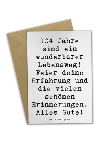 Mr. & Mrs. Panda Klappkarte Spruch 104. Geburtstag mit Spruch in Weiß