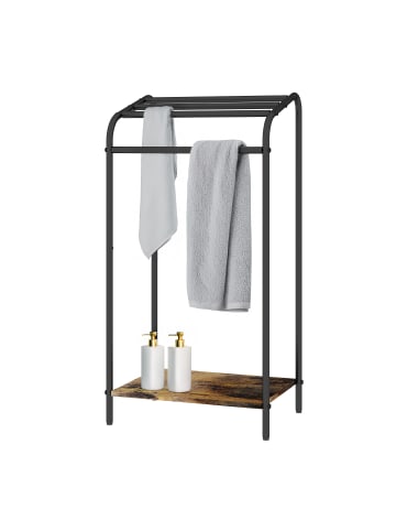 relaxdays Handtuchständer in Dunkelbraun/ Schwarz - (B)41,5 x (H)79,5 x (T)28,5 cm