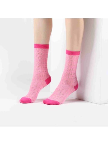 MUNADUNA 4er-Pack Lochmuster-Socken in Rot