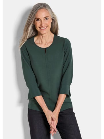GOLDNER Blusenshirt Viskosebluse mit 3/4-Ärmeln, Rundhals in grün