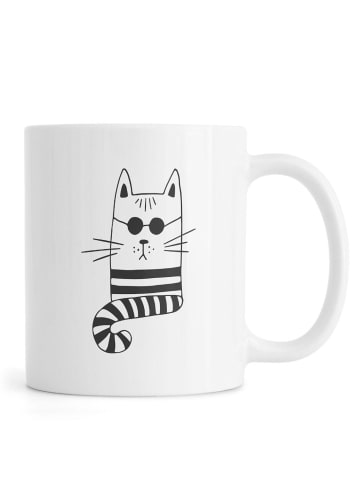 Juniqe Tasse "Cool Cat" in Schwarz & Weiß