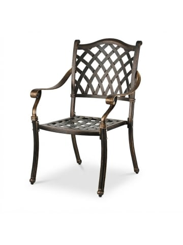 relaxdays 2 x Gartenstuhl in Schwarz/ Bronze - (B)63 x (H)91 x (T)63 cm