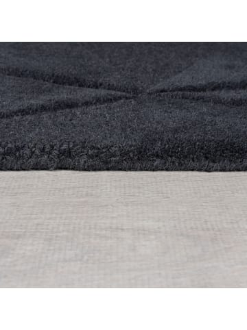KADIMA DESIGN Wollteppich 3D-Geometrie Hoch-Tief-Struktur Shard Teppich Wolle in Anthrazit
