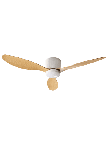 Beliani Deckenventilator mit Licht VEMBAR in Heller Holzfarbton/Weiß
