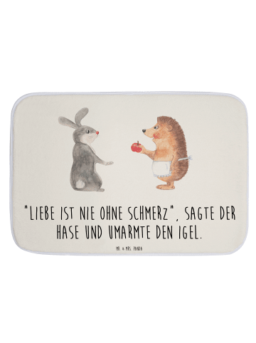 Mr. & Mrs. Panda Badteppich Hase Igel mit Spruch in Weiß