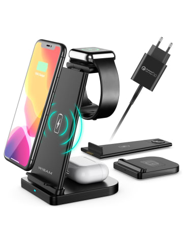 Wisam 3 in 1 Multifunktion 15W QI Ladestation für Airpods Pro Apple Watch iPhone