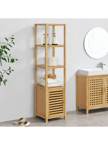 en.casa Badregal Liminka Bambus in Beige (H)140cm (B)34cm (T)33cm