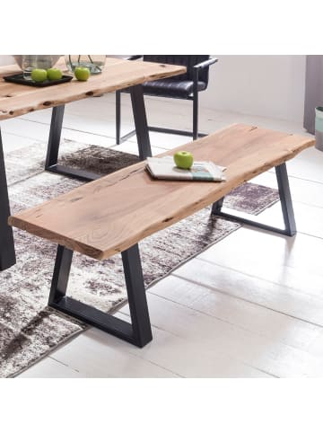 KADIMA DESIGN Esszimmerbank Akazie | Baumstamm, Massiv, Metallbeine