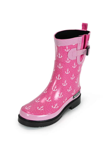 MADSea Gummistiefel Ocean Anchor Halbschaft in Pink mit Weißen Ankern