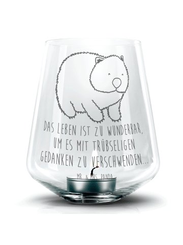 Mr. & Mrs. Panda Gravur Windlicht Wombat mit Spruch in Transparent